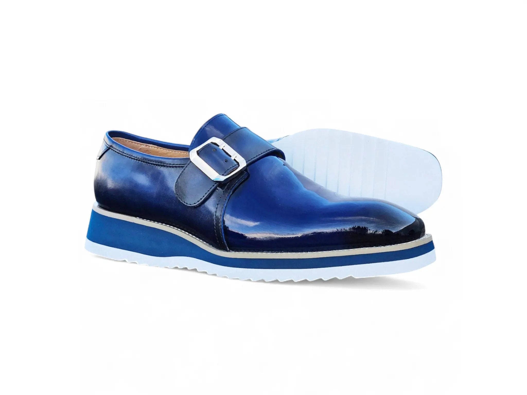 Carrucci Shoes Monkstrap Slip On Classic Leather Patent KS515 38P view 6