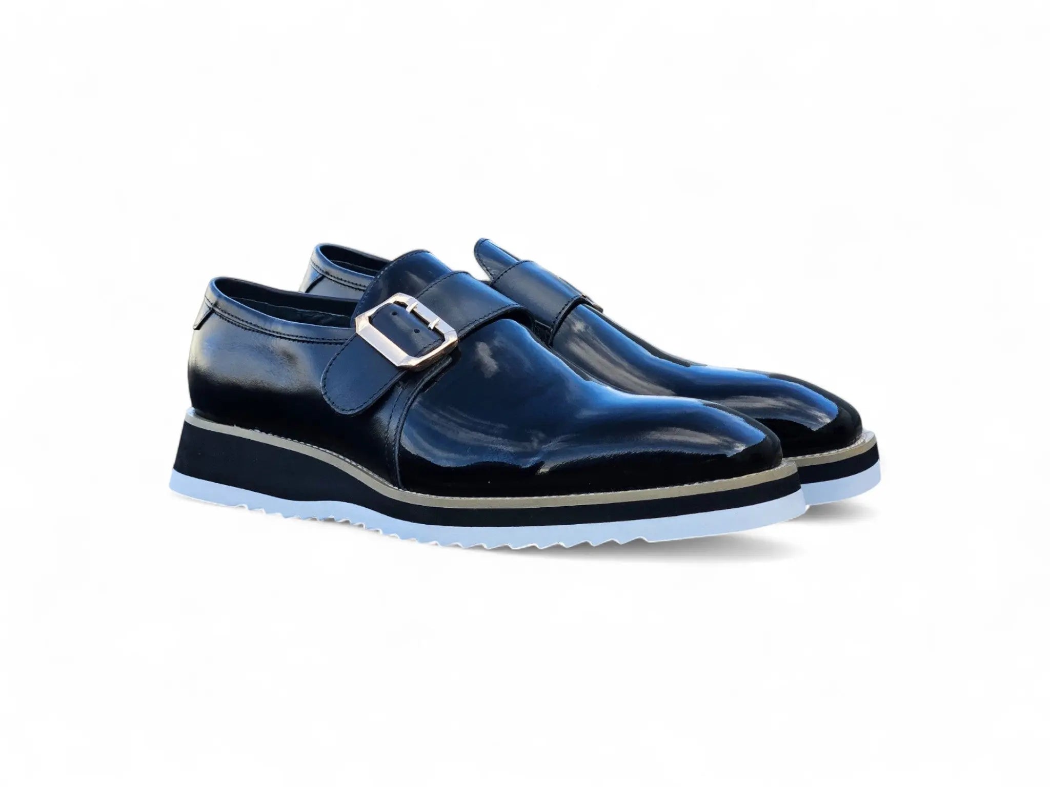 Carrucci Shoes Monkstrap Slip On Classic Leather Patent KS515 38P view 9