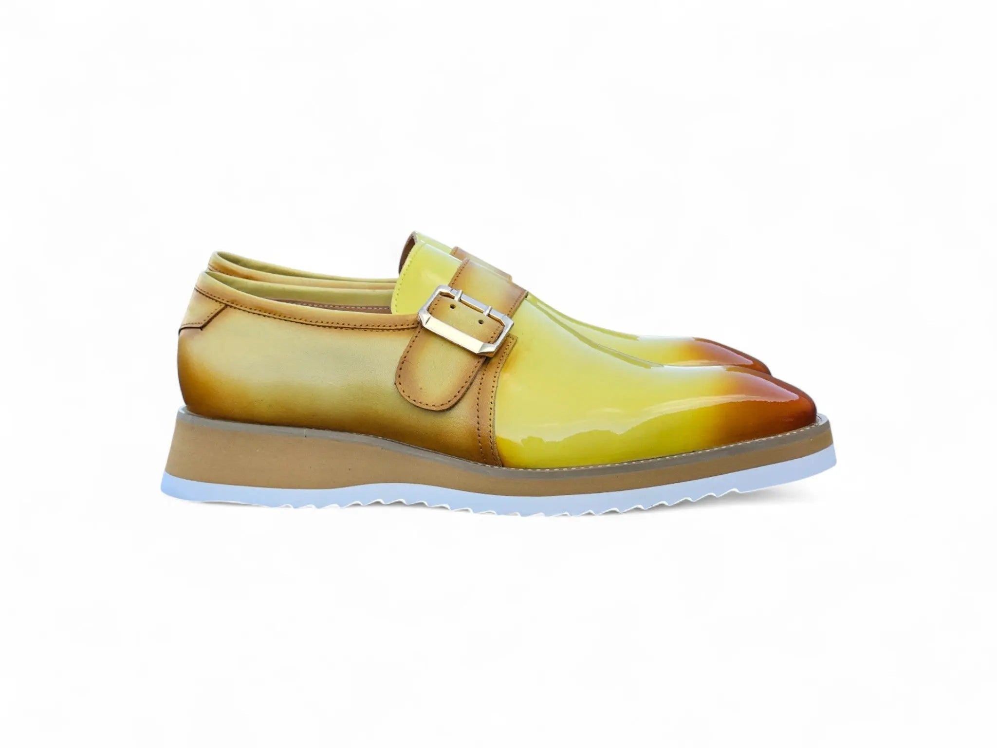 Carrucci Shoes Monkstrap Slip On Classic Leather Patent KS515 38P detail view