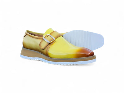 Carrucci Shoes Monkstrap Slip On Classic Leather Patent KS515 38P back view