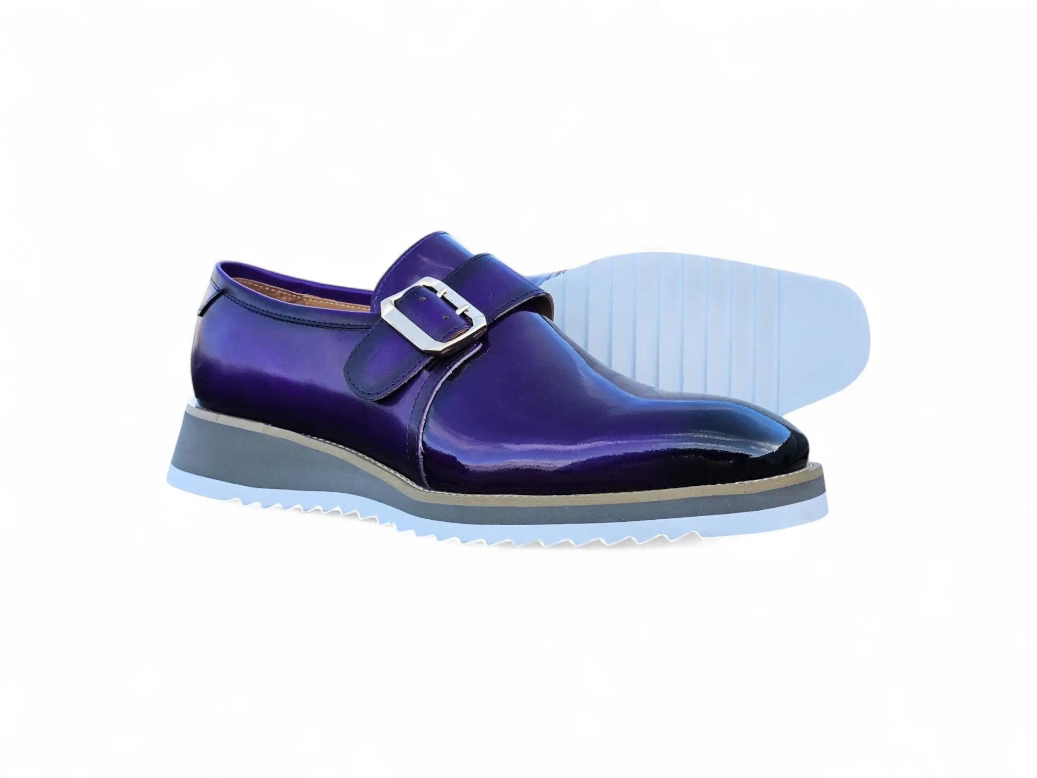 Carrucci Shoes Monkstrap Slip On Classic Leather Patent KS515 38P view 23