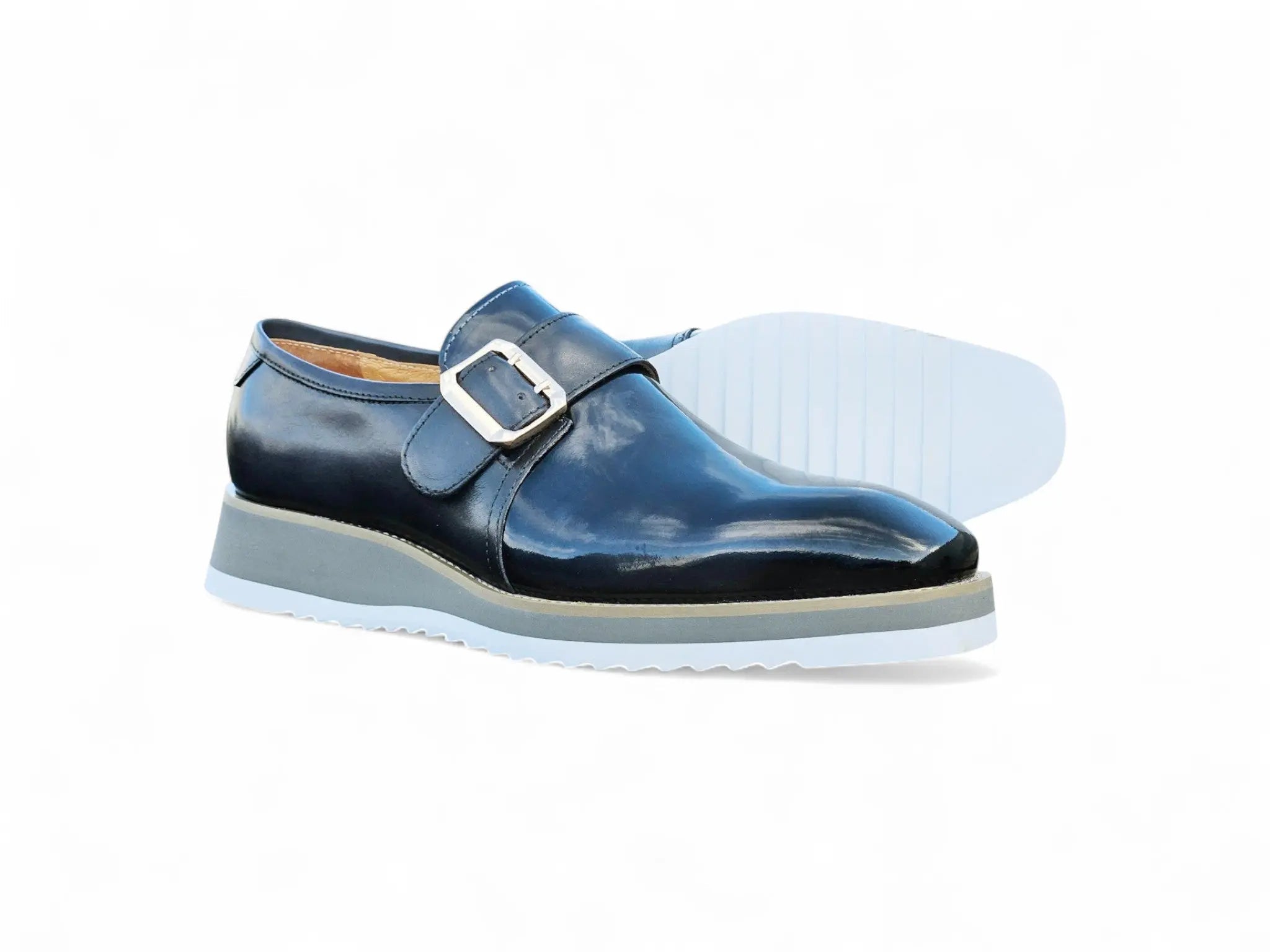 Carrucci Shoes Monkstrap Slip On Classic Leather Patent KS515 38P view 31