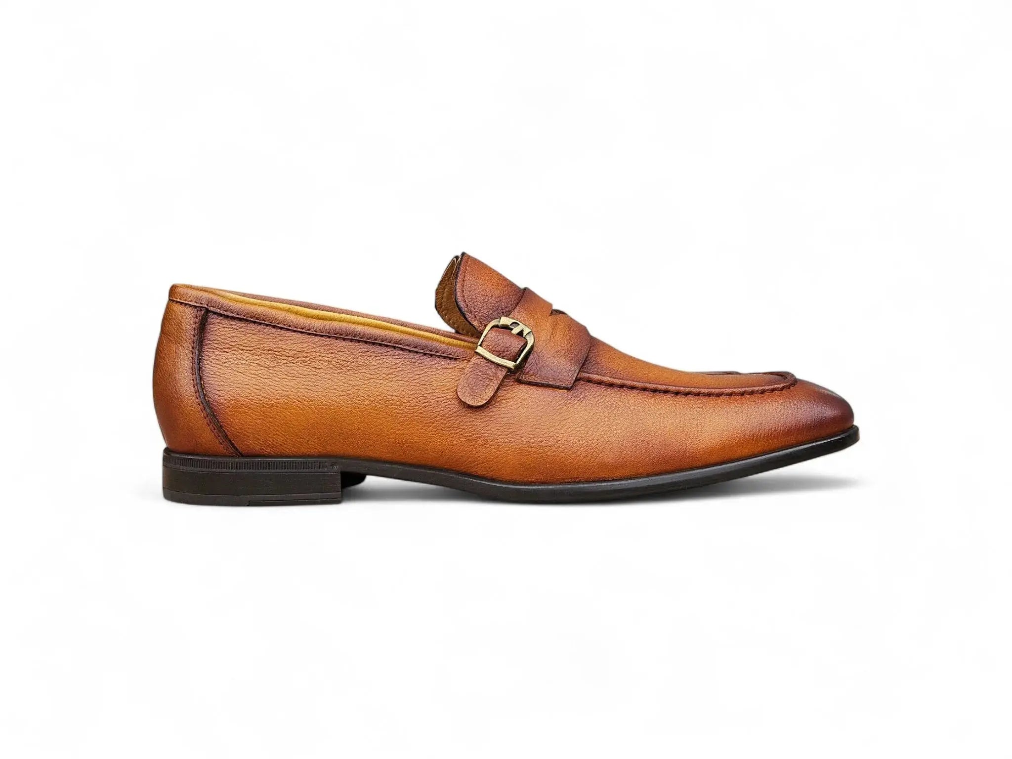 Carrucci Shoes Men's Grant Buckle Loafer Men’s Full Grain Leather KS223 06