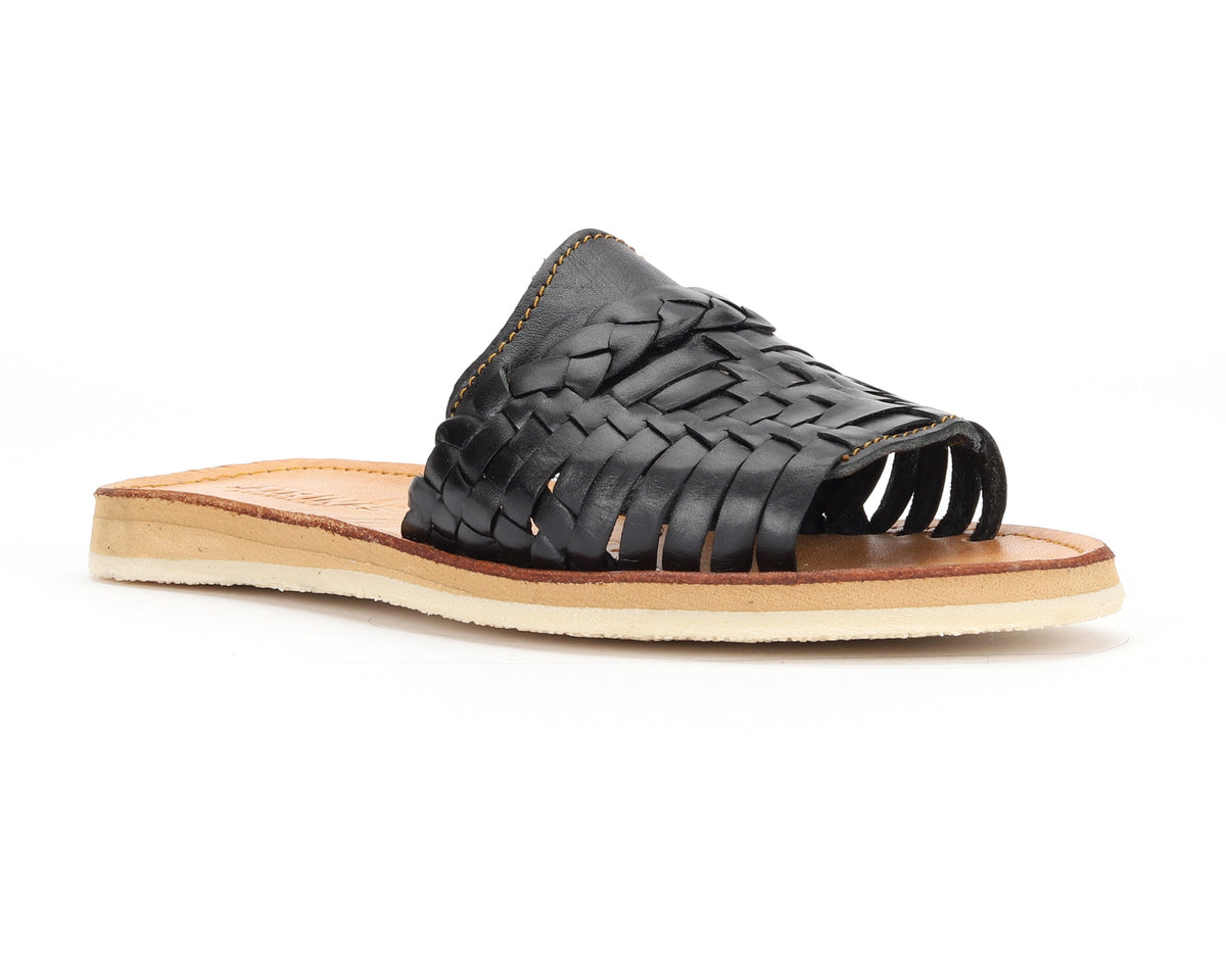 Bottomless Co. Huarache Peep-Toe Slides Black – product view 2