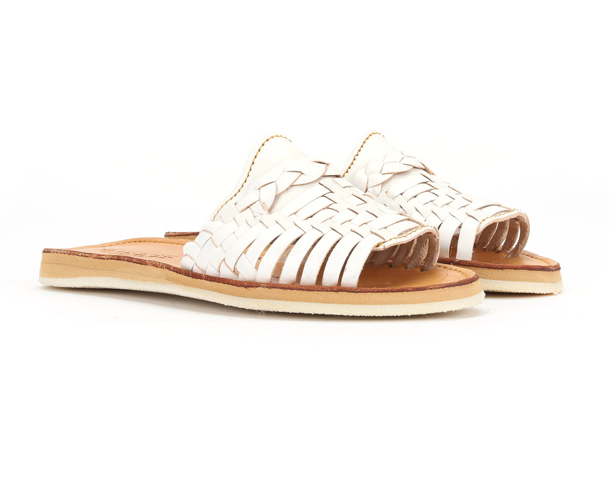 Bottomless Co. Huarache Peep-Toe Slides White – product view 1