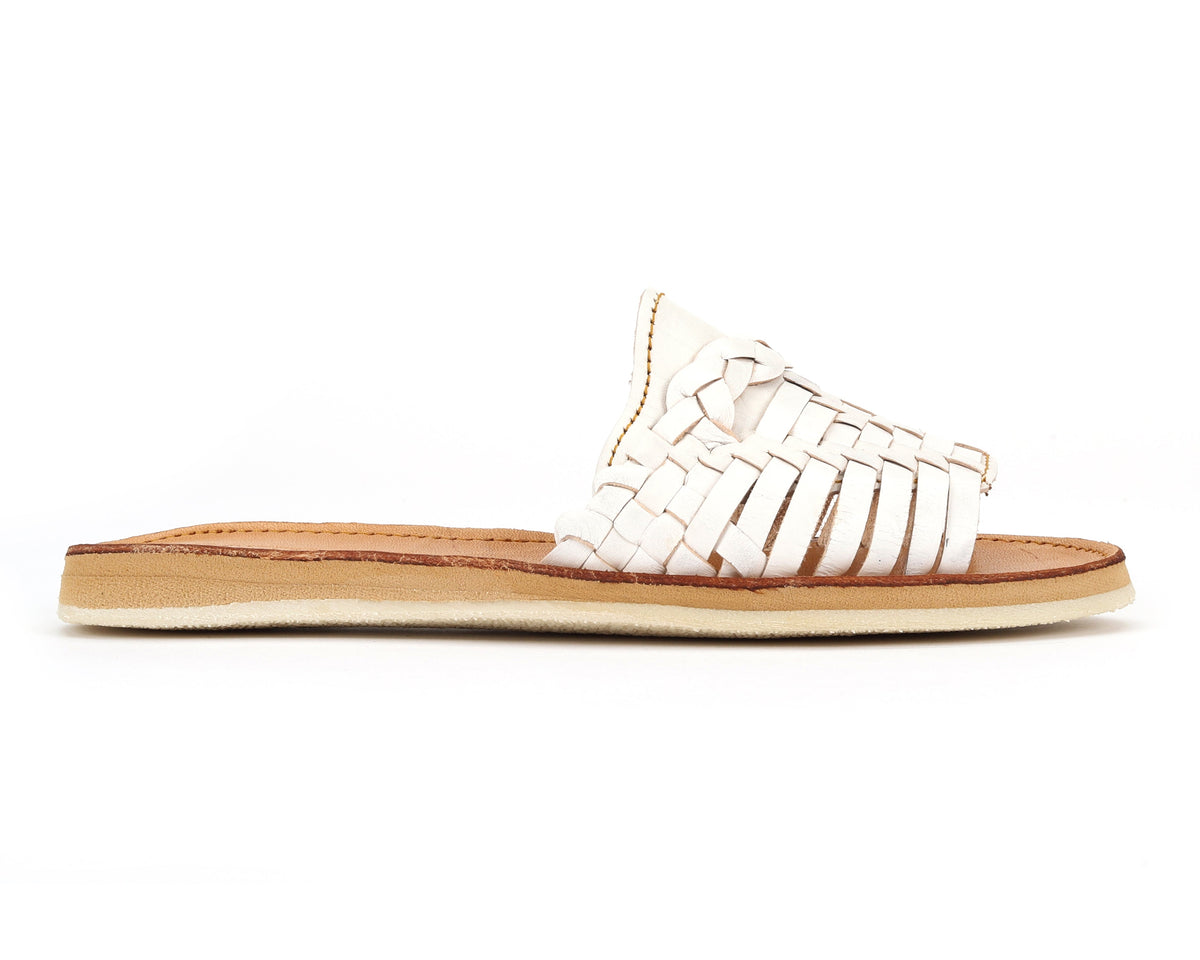 Bottomless Co. Huarache Peep-Toe Slides White – product view 3