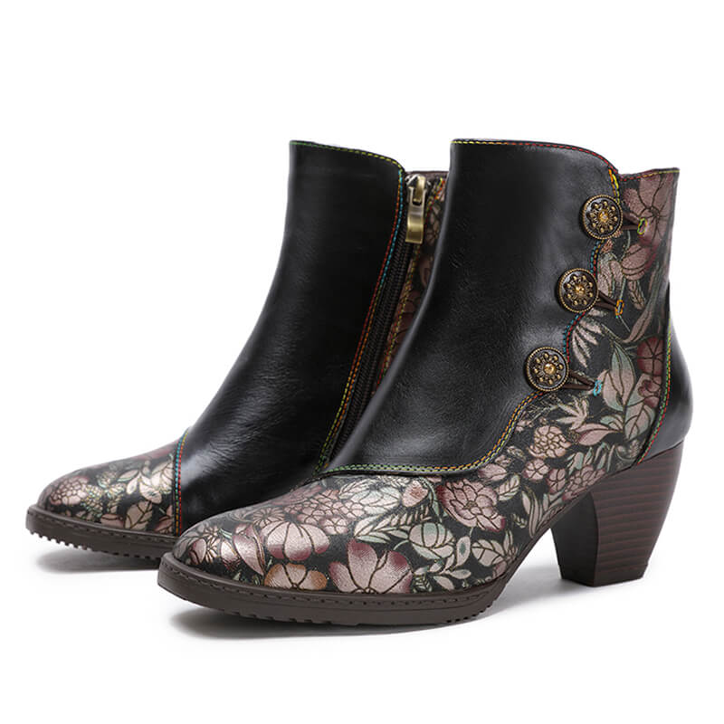 Baylor Retro Handmade Floral Ankle Boots – product view 1
