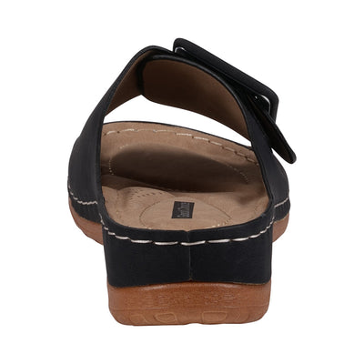 Women's Hamden Black Buckled Flat Sandals