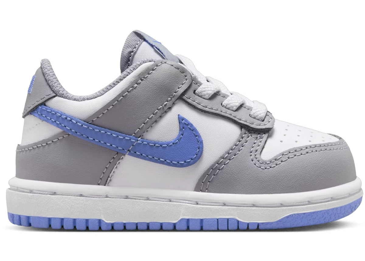 Nike Dunk Low Toddlers' (TD) Sneakers — White/Cement Grey/Royal Pulse Leather Low-Top