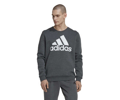 adidas Men's Essentials Big Logo Sweatshirt - DARK GREY / HEATHER WHITE