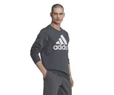 adidas Men's Essentials Big Logo Sweatshirt - DARK GREY / HEATHER WHITE