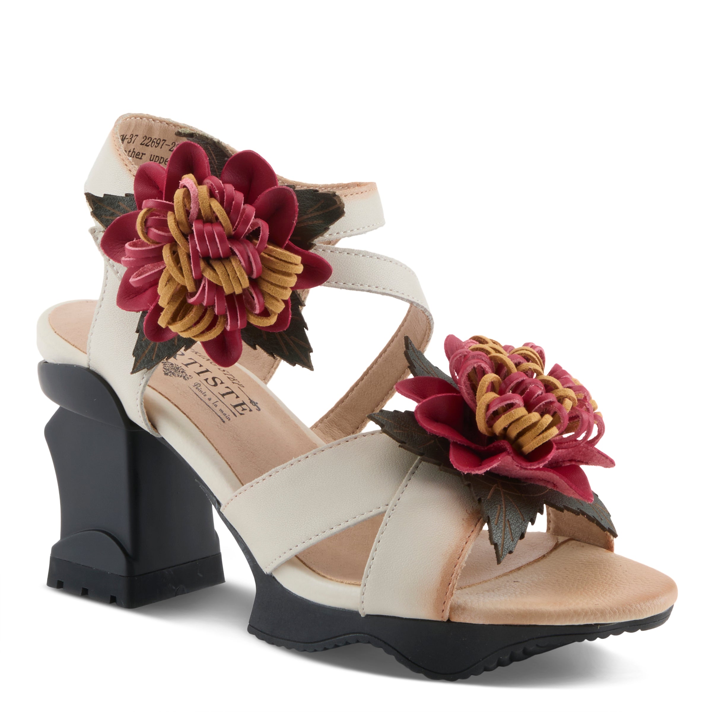 L'Artiste L'ARTISTE HOOKED SANDAL sandal in beige multi with handcrafted leather design
