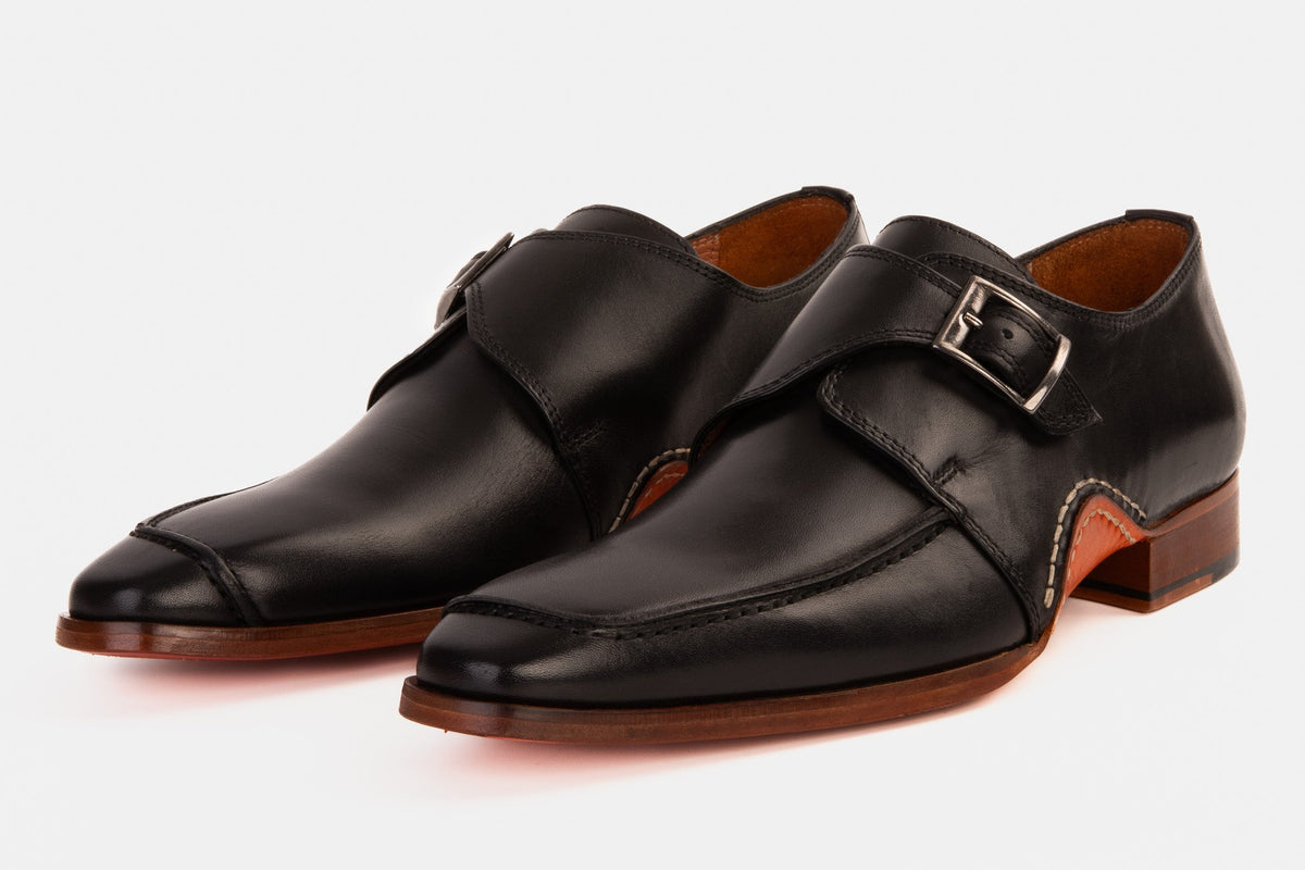 Vinci Leather The Hagrid Black Single Monk Strap Handmade Men Shoe – product view 2