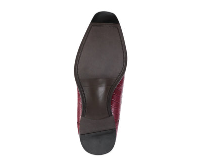 Amali Harvey Croc Embossed Men's Burgundy Animal Print Leather Exotic Oxford Shoes
