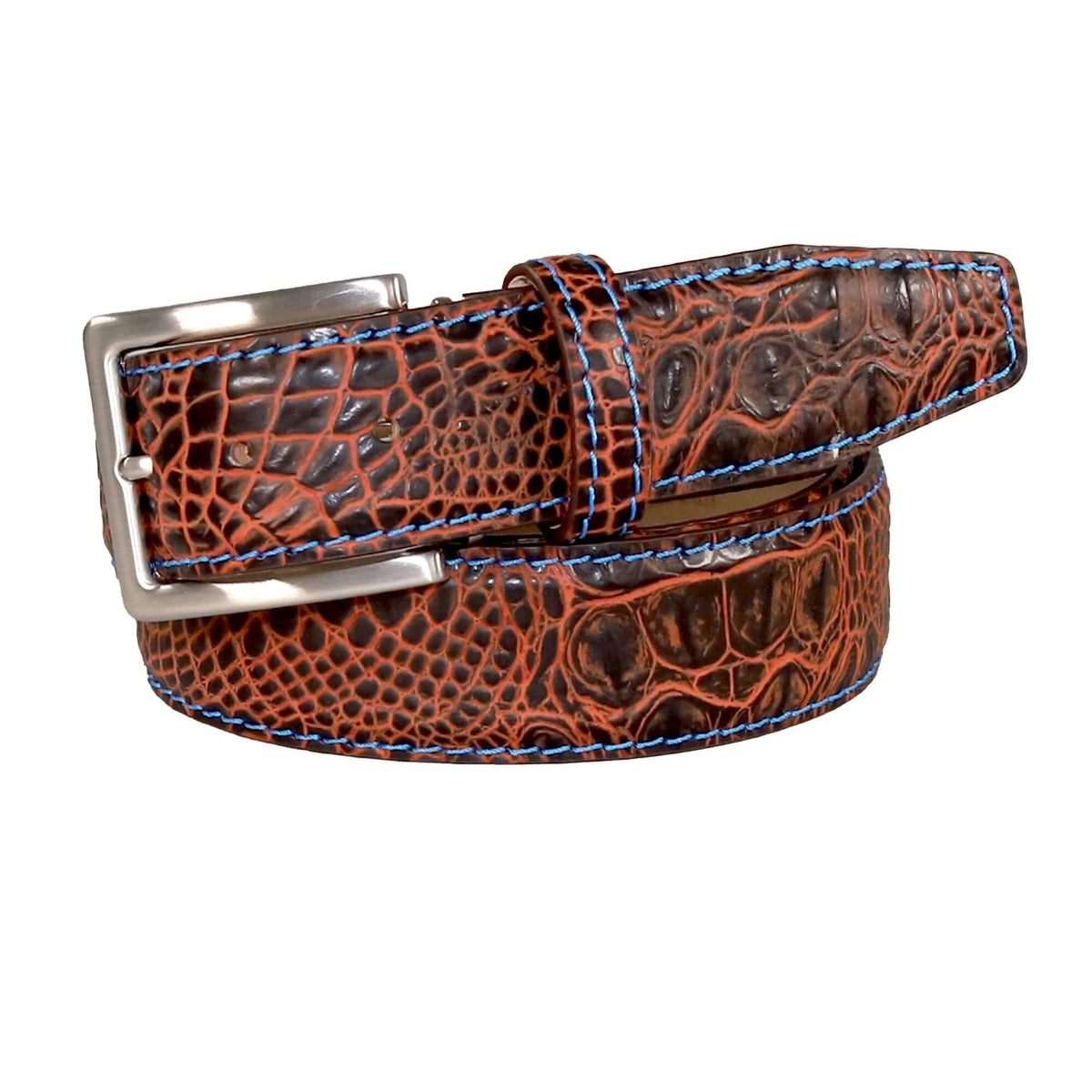 Honey Oak Mock Croc Leather Belt