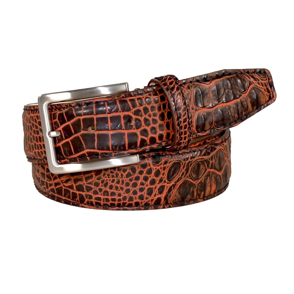 Honey Oak Mock Croc Leather Belt