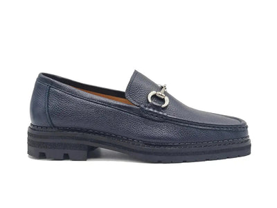 Carrucci Shoes Men's CARRUCCI Men’s Horsebit Loafer Lug Sole Pebble Calfskin