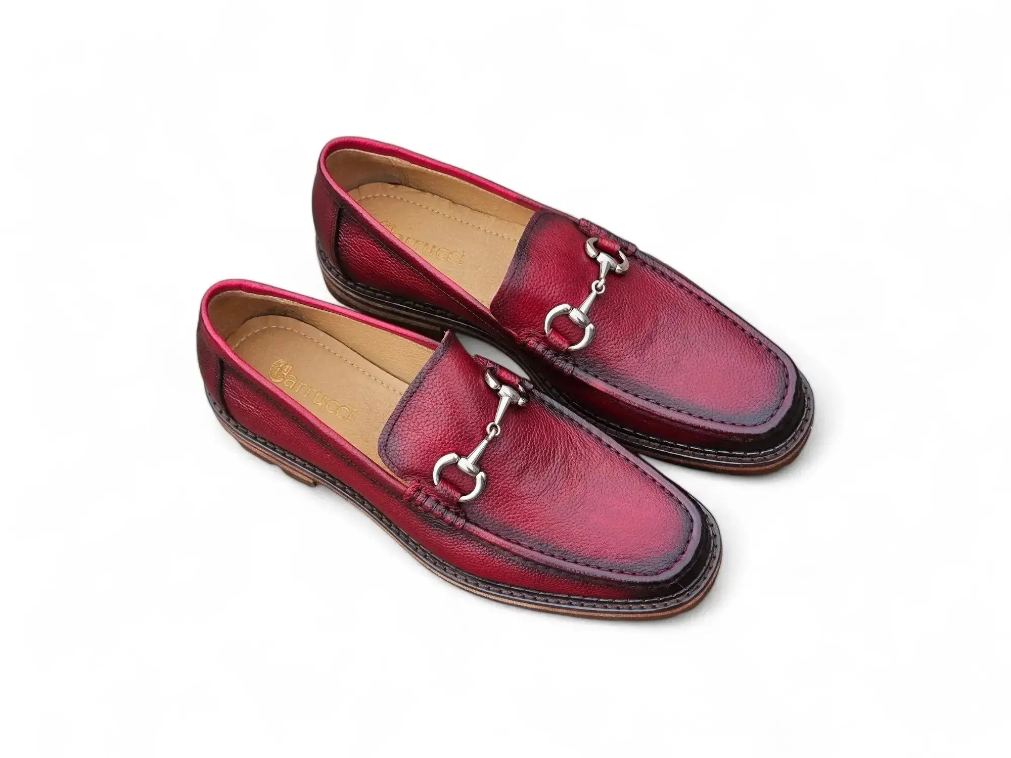 Carrucci Shoes CARRUCCI Men’s Horsebit Loafer Lug Sole Pebble Calfskin side view