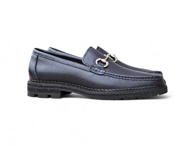 Carrucci Shoes Men's CARRUCCI Men’s Horsebit Loafer Lug Sole Pebble Calfskin
