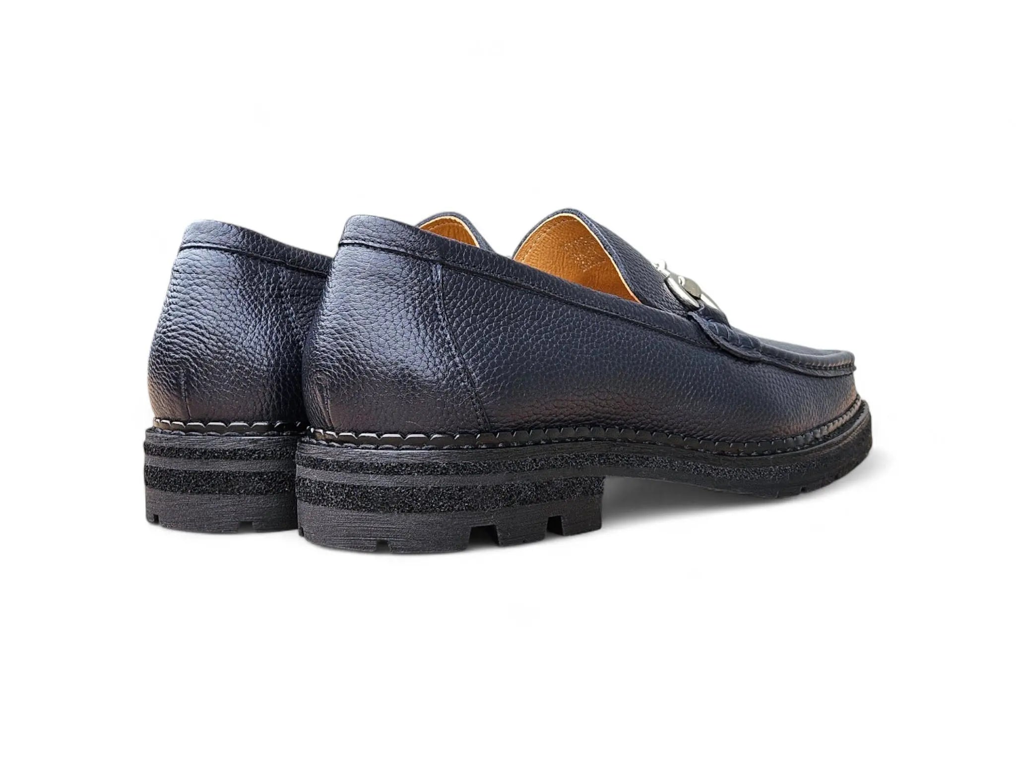 Carrucci Shoes Men's CARRUCCI Men’s Horsebit Loafer Lug Sole Pebble Calfskin