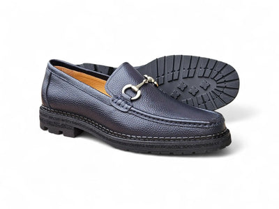 Carrucci Shoes Men's CARRUCCI Men’s Horsebit Loafer Lug Sole Pebble Calfskin