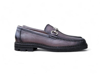 Carrucci Shoes Men's CARRUCCI Men’s Horsebit Loafer Lug Sole Pebble Calfskin