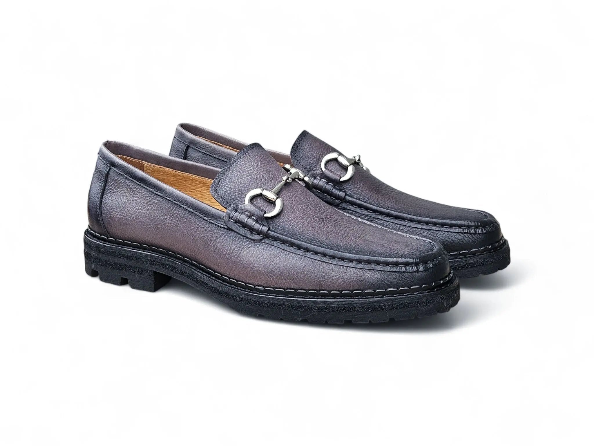 Carrucci Shoes CARRUCCI Men’s Horsebit Loafer Lug Sole Pebble Calfskin view 20