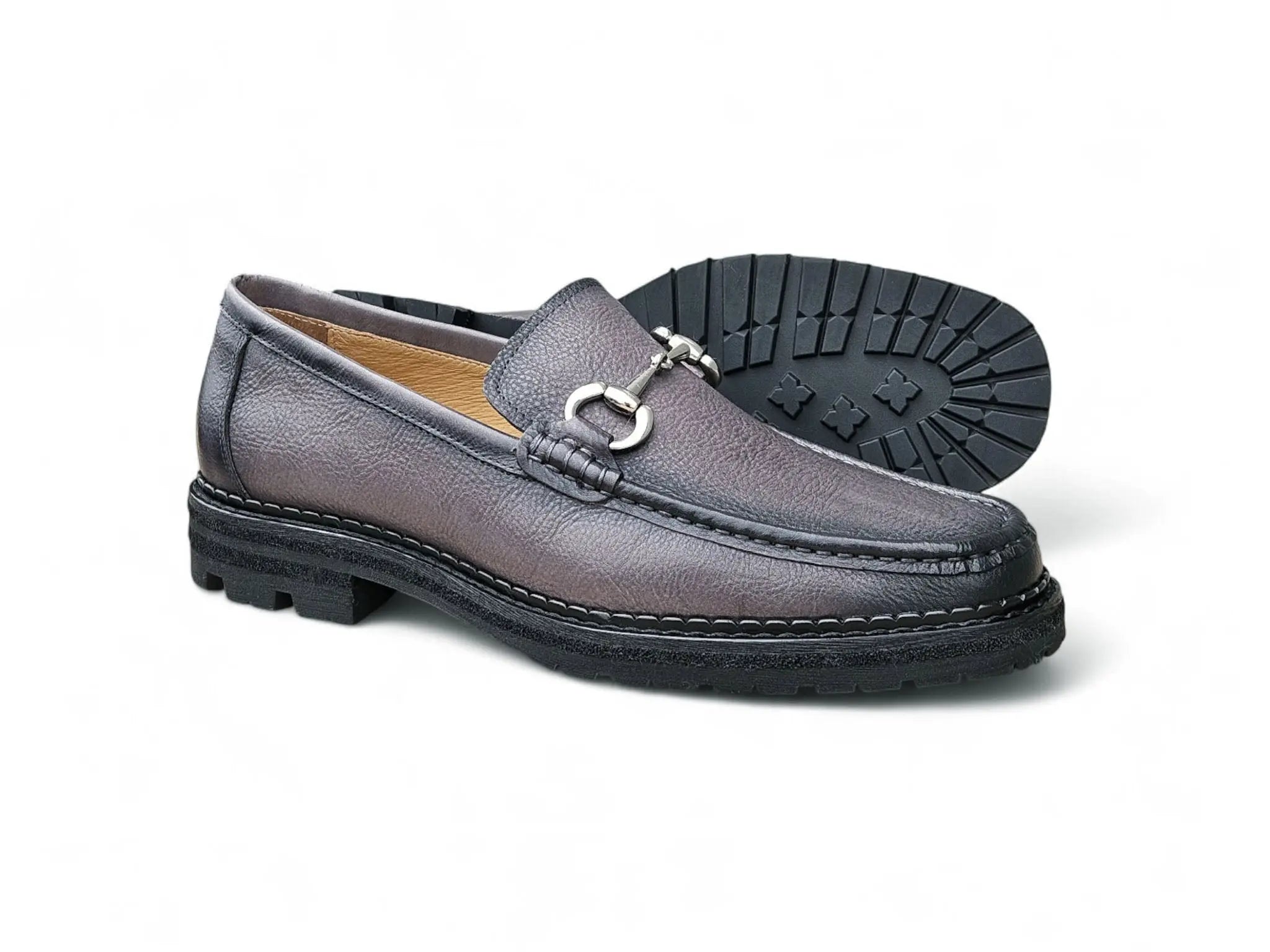 Carrucci Shoes CARRUCCI Men’s Horsebit Loafer Lug Sole Pebble Calfskin view 21