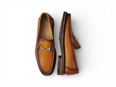 Carrucci Shoes CARRUCCI Men’s Horsebit Loafer Lug Sole Pebble Calfskin view 9
