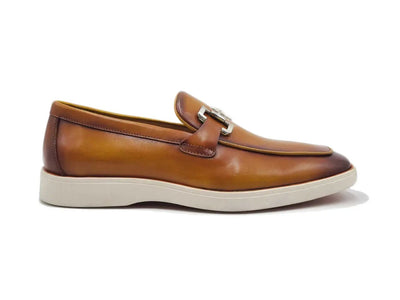 Carrucci Shoes Men's Horsebit Loafer Sporty Sole Hand Burnished Men's Leather