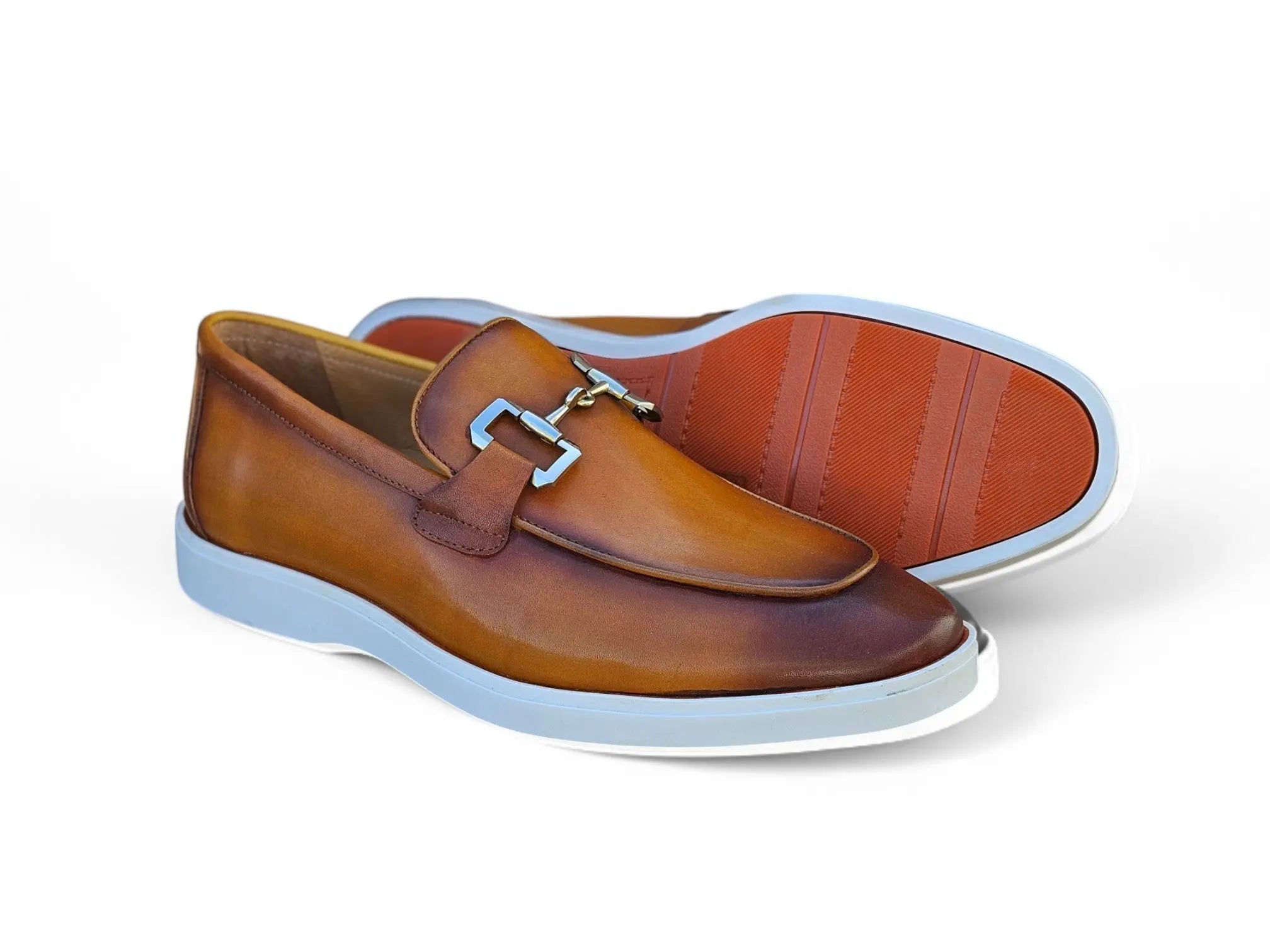 Carrucci Shoes Men's Horsebit Loafer Sporty Sole Hand Burnished Men's Leather