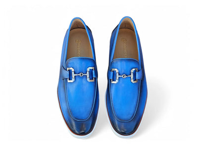Carrucci Shoes Men's Horsebit Loafer Sporty Sole Hand Burnished Men's Leather