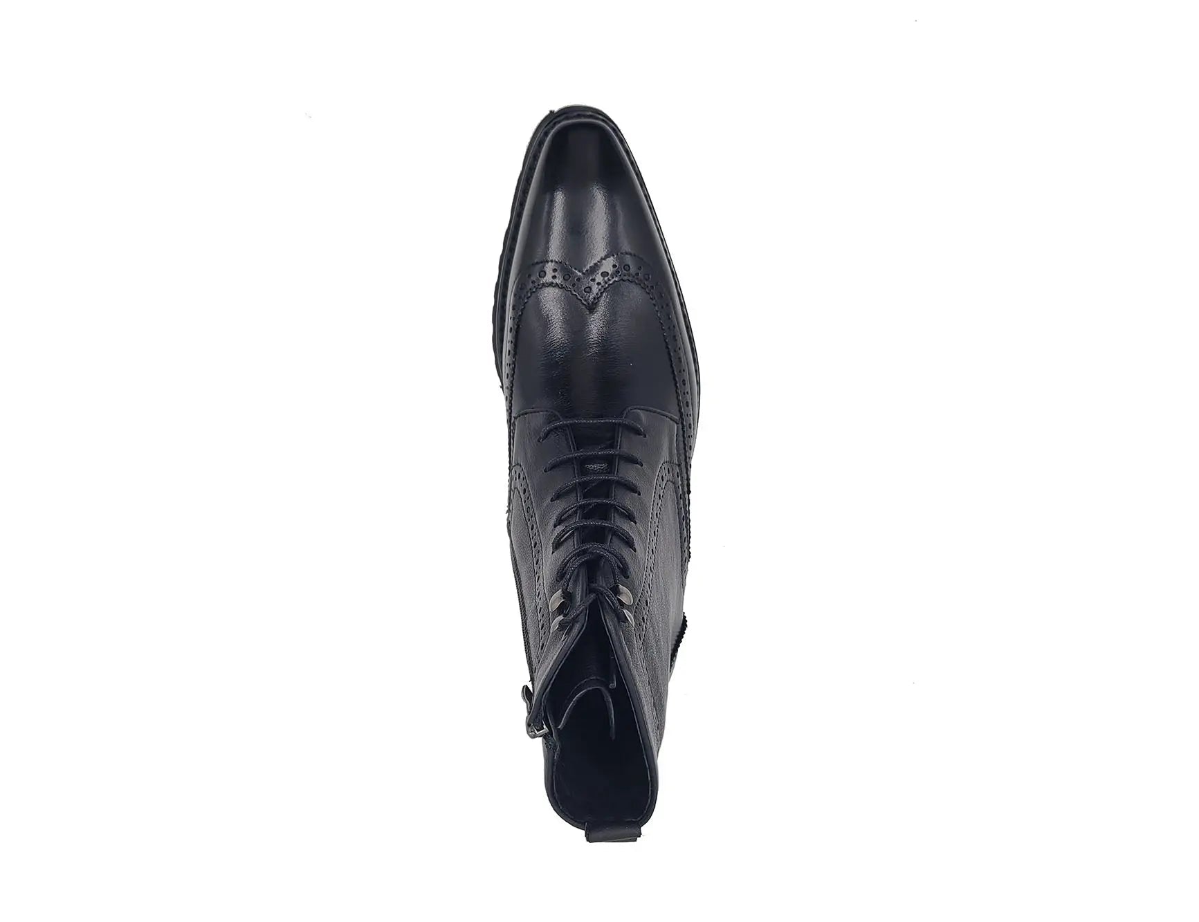 Hudson Black Wingtip Boot Lug Sole Carrucci Shoes Men's