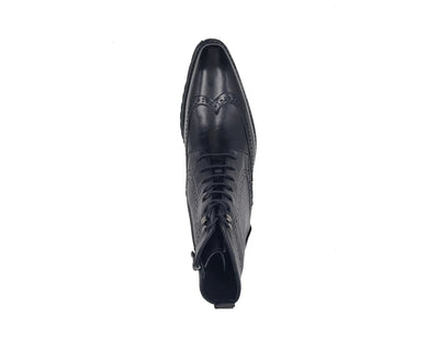 Hudson Black Wingtip Boot Lug Sole Carrucci Shoes Men's