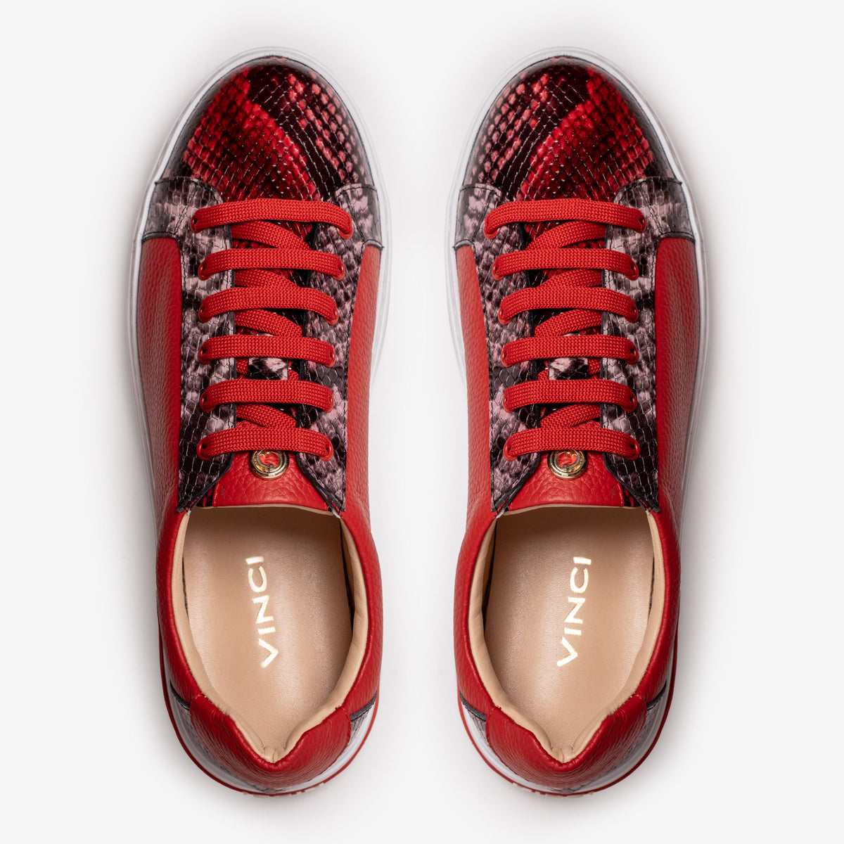 Vinci Leather The Burano Red Leather Women Sneaker – product view 5