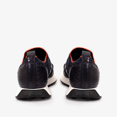 The Aslan Navy Knitted & Leather Men Sneaker