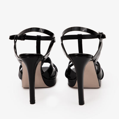 Vinci Leather The Parisian Black Patent Leather T-Strap Platform Heel Women Sandal – product view 2