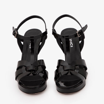 Vinci Leather The Parisian Black Patent Leather T-Strap Platform Heel Women Sandal – product view 4