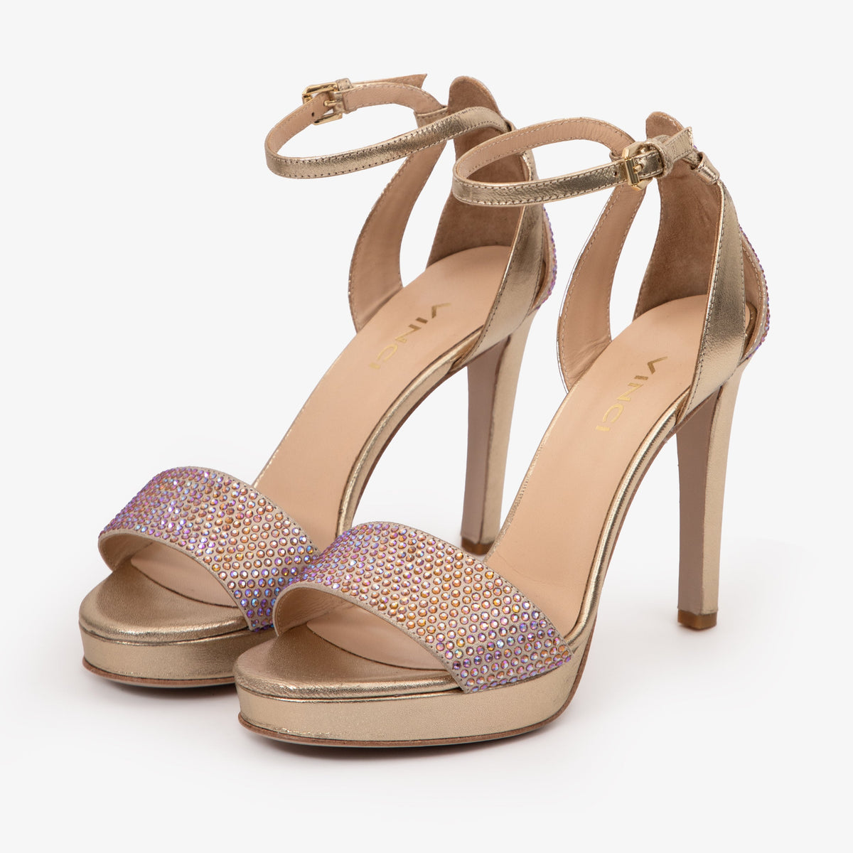 Vinci Leather The Mars Platform Heel Gold Leather Women's Sandal – product view 2
