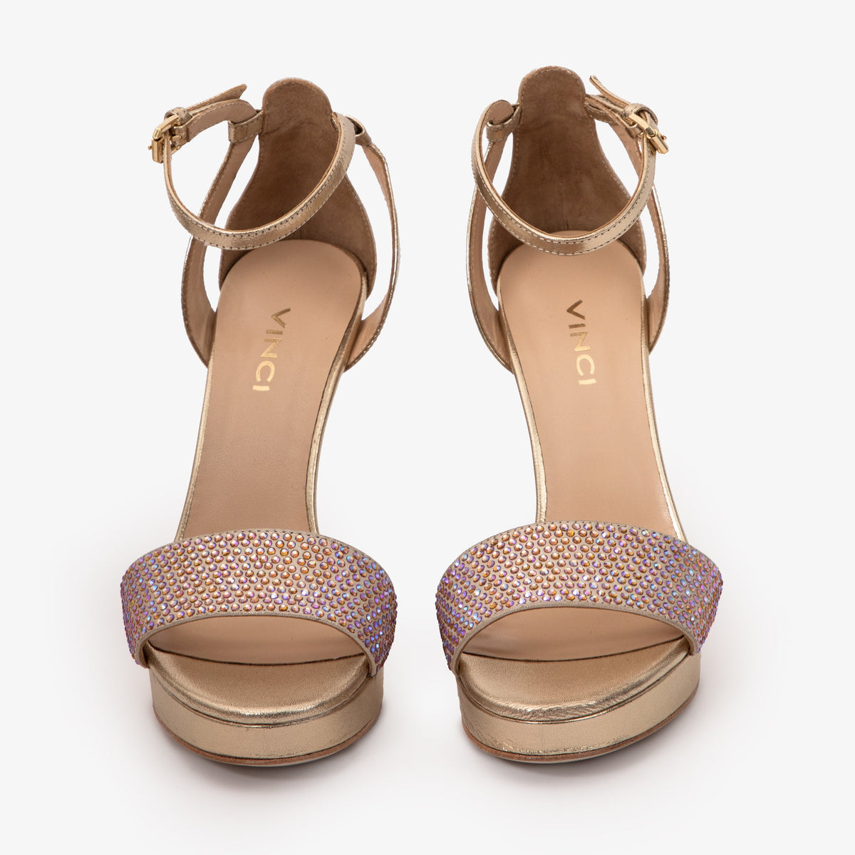 Vinci Leather The Mars Platform Heel Gold Leather Women's Sandal – product view 4