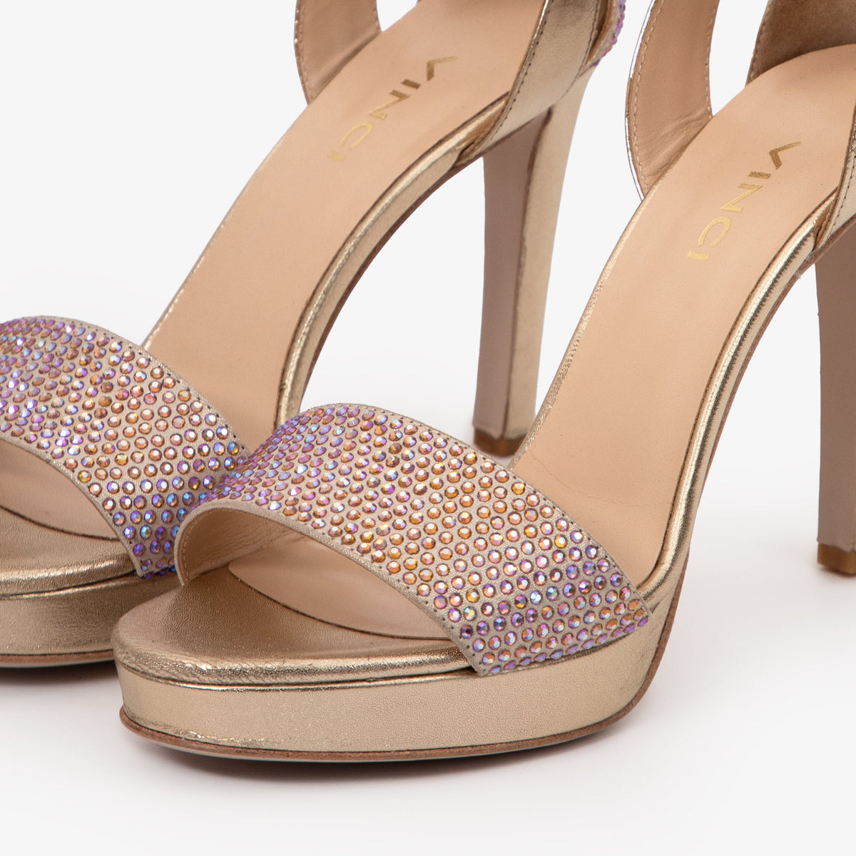 Vinci Leather The Mars Platform Heel Gold Leather Women's Sandal – product view 5