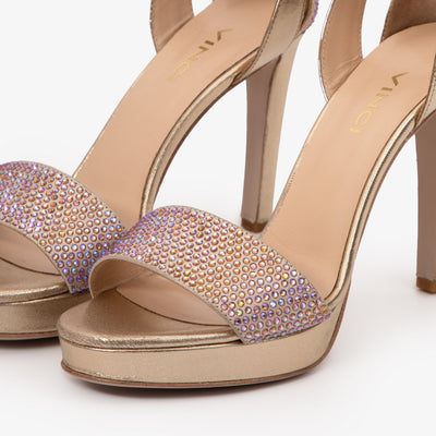 The Mars Platform Heel Gold Leather Women's Sandal