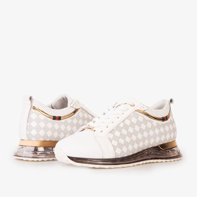 The Cenova White & Gold Leather Men Sneaker