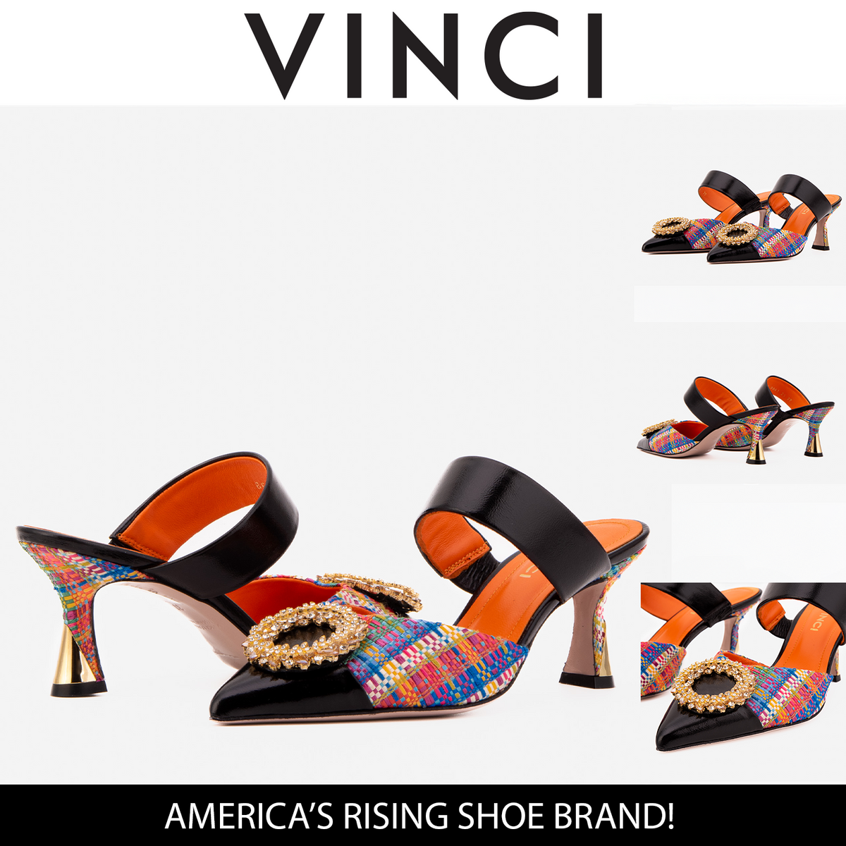 Vinci Leather The Valencia Multicolor Leather Women Jewel Heel Mule Sandal – product view 7