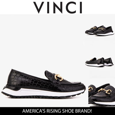 Vinci Leather The Milan Black Croc-Embossed Patent Leather Women Sneaker – product view 3