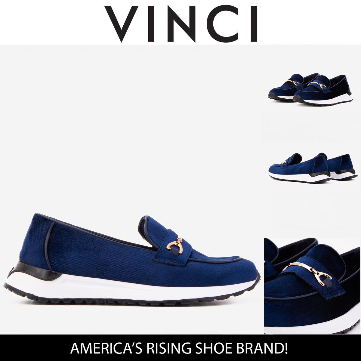 Vinci Leather The Milan Navy Blue Leather Women Sneaker – product view 3