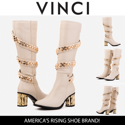 Vinci Leather The Gladiator Cream Leather Knee High Women Boot – product view 10
