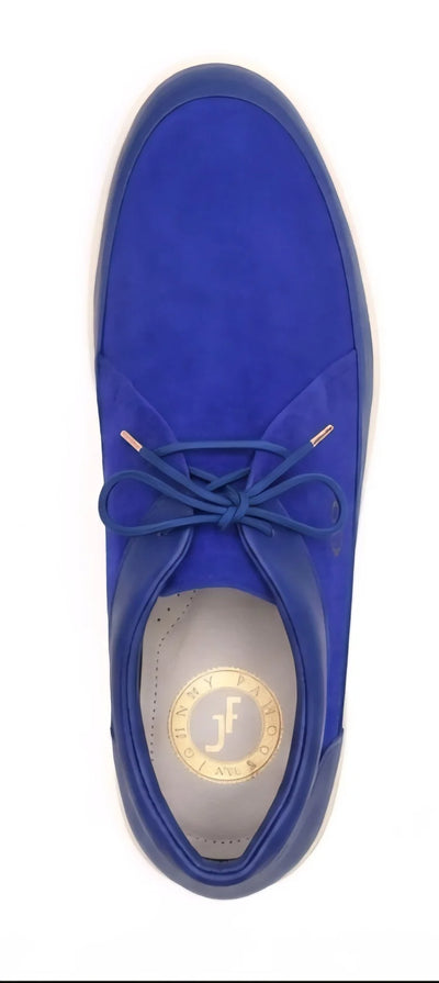 Johnny Famous Bally Style Central Park Men’s Navy Blue Nappa Leather and Suede High Tops