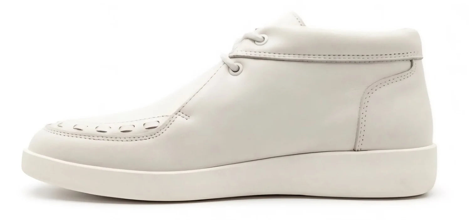 Off White Nappa Leather Johnny Famous Bally Style Soho men's high-top sneakers, view 3