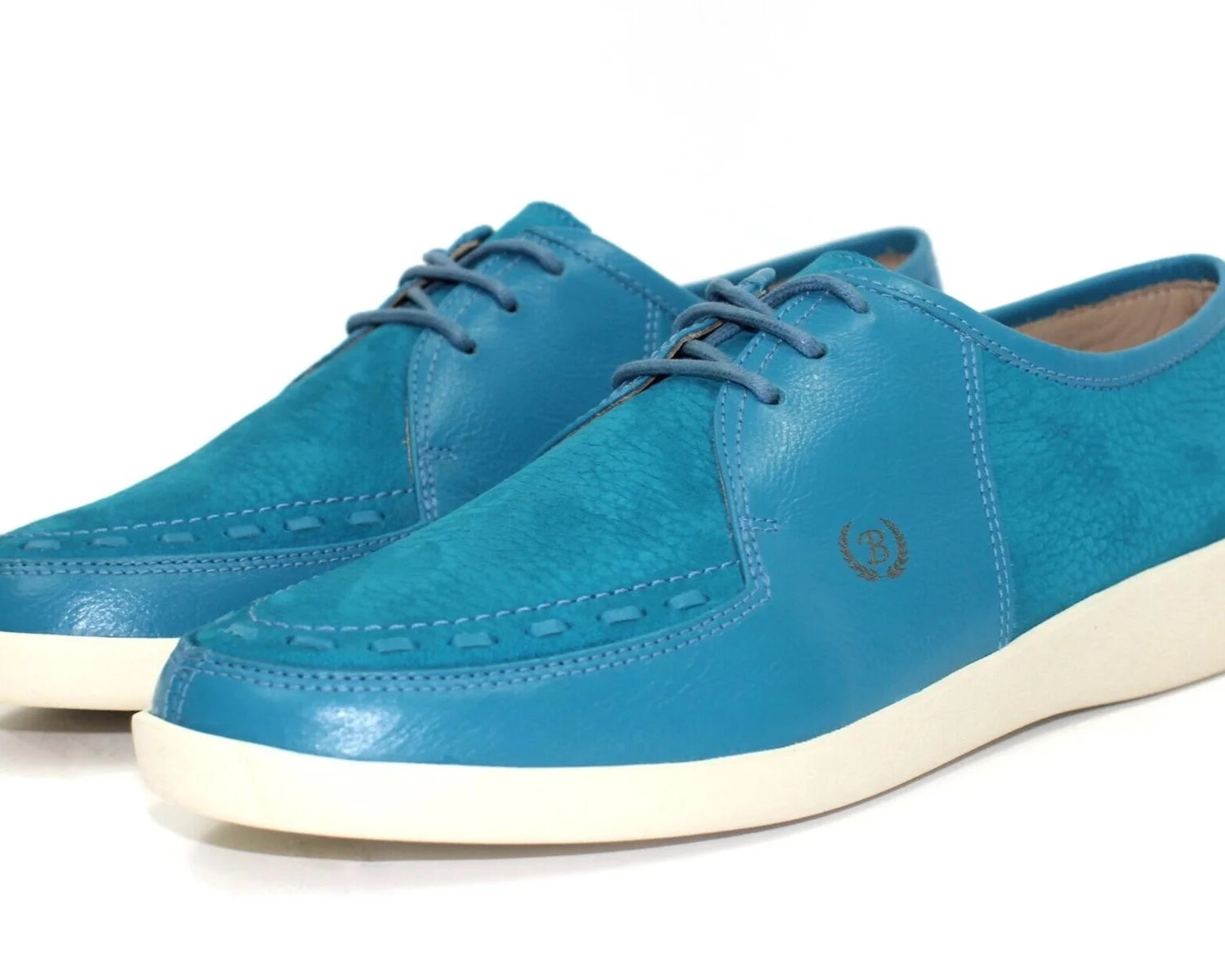 Turquoise Blue Johnny Famous Bally Style Delancey men's low-top sneakers, view 4